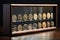 antique coins collection in a glass case