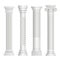 Antique column. Historical greek pillars ancient building architecture art sculpture vector realistic pictures