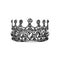 Antique crown hand drawn black and white vector illustration.