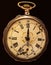 Antique decayed pocket watch isolated