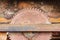 Antique dirty and rusted circular saw