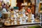 Antique dishware for sale on flea market