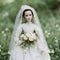 antique doll in wedding dress, toy for children