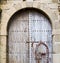 antique door in morocco africa blue wood and metal rusty