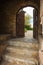 Antique doors and grates on ruins of fortress on Bourtzi Island near city of Nafplion in Greece