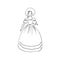 Antique dressed lady. Old fashion vector illustration. Victorian woman in historical dress. Vintage stylized drawing