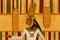 Antique Egyptian papyrus and hieroglyph background