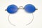 Antique Eyeglasses with Blue Lenses and Wire Frame