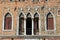 Antique facade of an old building, Venice