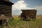 Antique farm wagons left in the landscape