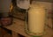 Antique Farmhouse Vintage Old Objects On Wooden Table in Morning Low Light. Country Life.