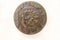 Antique fist shield with a beautiful coinage pattern isolated on a white background, Rotelan Italy. Cold weapons