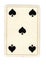 An antique five of spades playing card.
