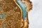 Antique florentine wooden gold turquoise tray