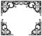 Antique flourish elements forming black and white vintage frame design with border and corners