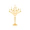 Antique gold candlestick on white background. Royal room.