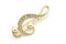 Antique Gold clef Broach on White Background