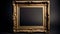 Antique gold frame on a distinct black background, Generative AI