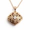 Antique Gold Locket Necklace With Diamond - Delicate And Intricate Details