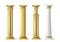 Antique gold pillars set. Ancient golden columns