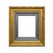 The antique gray and gold frame on the white