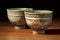 Antique Green Ceramic Bowls with decorative designs