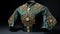 Antique Green And Gold Jacket With Symbolic Details