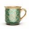 Antique Green Mug With Golden Details - Cad Design Inspired