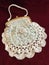 Antique Hand Crocheted Handbag with Celluloid Clasp Fastener and Aqua Lining