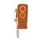 Antique hanging brown phone with handset. Vector