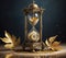 Antique Hourglass Amidst Golden Leaves
