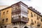 Antique house with wooden balcony in Bilbao