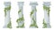 Antique ivy-covered classic greek columns. Cartoon ancient roman pillars with climbing ivy branches isolated flat vector