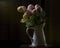 antique jug vase with buds and dark background
