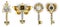 Antique keys on white background with dials