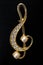 Antique kilt clasp or shawl clasp in gold with two pearls and eleven diamond stones adorned and woven into the shape of the