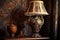 antique lamp with ornate patterns in soft light