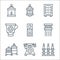 antique line icons. linear set. quality vector line set such as candlestick, old phone, fine china, ancient pillar, grandfather