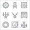 antique line icons. linear set. quality vector line set such as chandelier, record player, embroidery, cupboard, necklace,