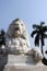 Antique Lion Statue in sky background at Victoria Memorial Gate, Kolkata