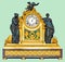 ANTIQUE MANTEL CLOCK WITH BRONZE STATUETTES