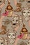 Antique mask and wine, olives, grapes. Seamless pattern.