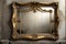 Antique Mirror with Intricate Gold Frame in Rustic Style Reflecting a Vintage Room\\\'s Decor