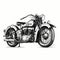 Antique Motorcycle Black And White. Generative AI