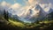 Antique Mountain Landscape: Realistic Fantasy Artwork With Hyper-detailed Renderings