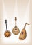 Antique Musical Instrument Strings on Brown Stage