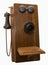 Antique Oak Wall Telephone Isolated