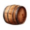 Antique oak wooden barrel set for winery and distillery, isolated on white transparent background