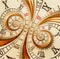 Antique old clock abstract fractal double spiral Watch surreal clock unusual texture fractal pattern background Golden old fashion