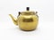 Antique Old Vintage Used Rusty Golden Color Cooking Kettle for Tea Pot in White Isolated Background 02